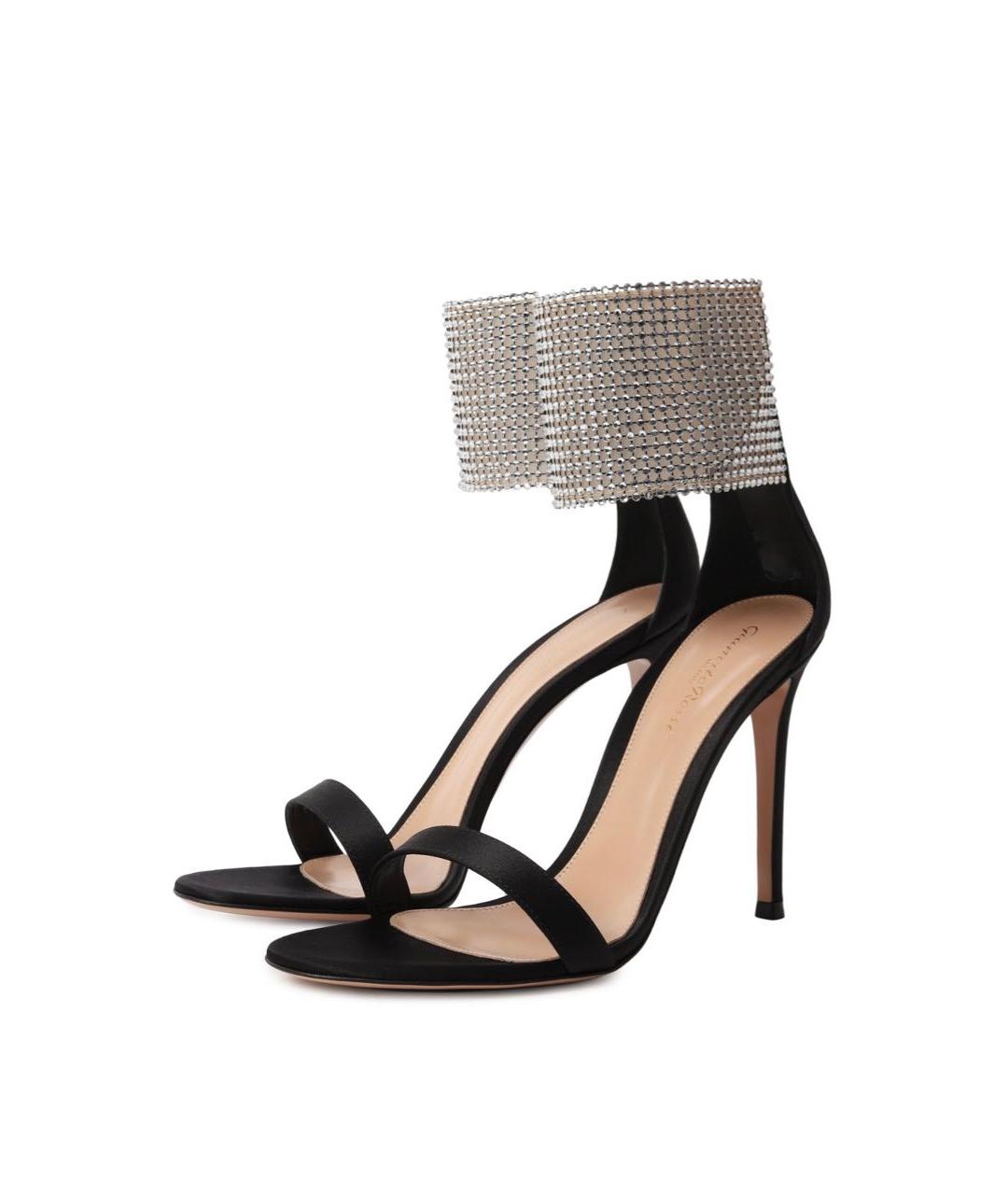 GIANVITO ROSSI Черные текстильные босоножки, фото 2