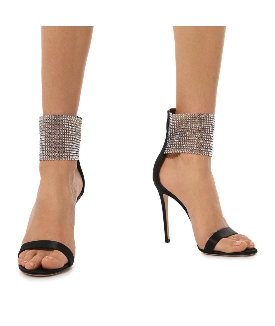 GIANVITO ROSSI Черные текстильные босоножки, фото 6