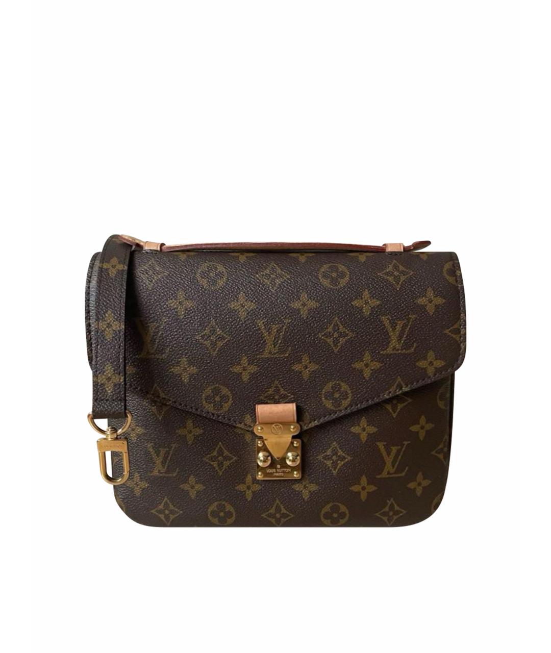 LOUIS VUITTON Коричневая кожаная сумка с короткими ручками, фото 1