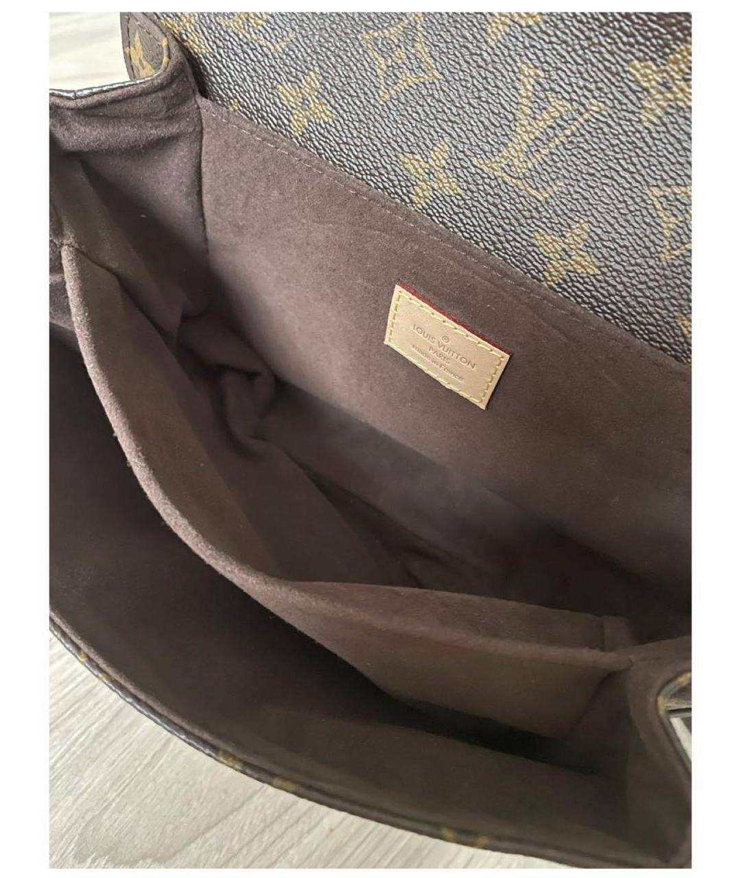 LOUIS VUITTON Коричневая кожаная сумка с короткими ручками, фото 4