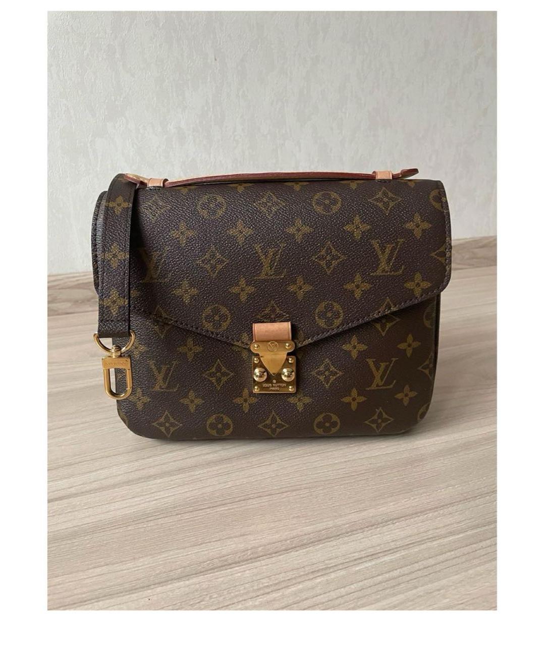 LOUIS VUITTON Коричневая кожаная сумка с короткими ручками, фото 5