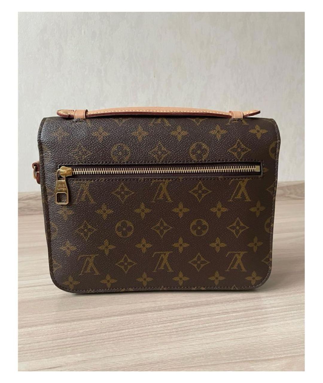 LOUIS VUITTON Коричневая кожаная сумка с короткими ручками, фото 2