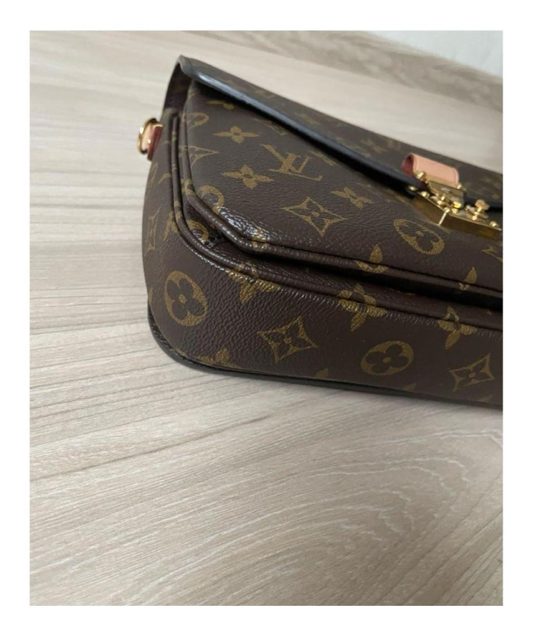 LOUIS VUITTON Коричневая кожаная сумка с короткими ручками, фото 3