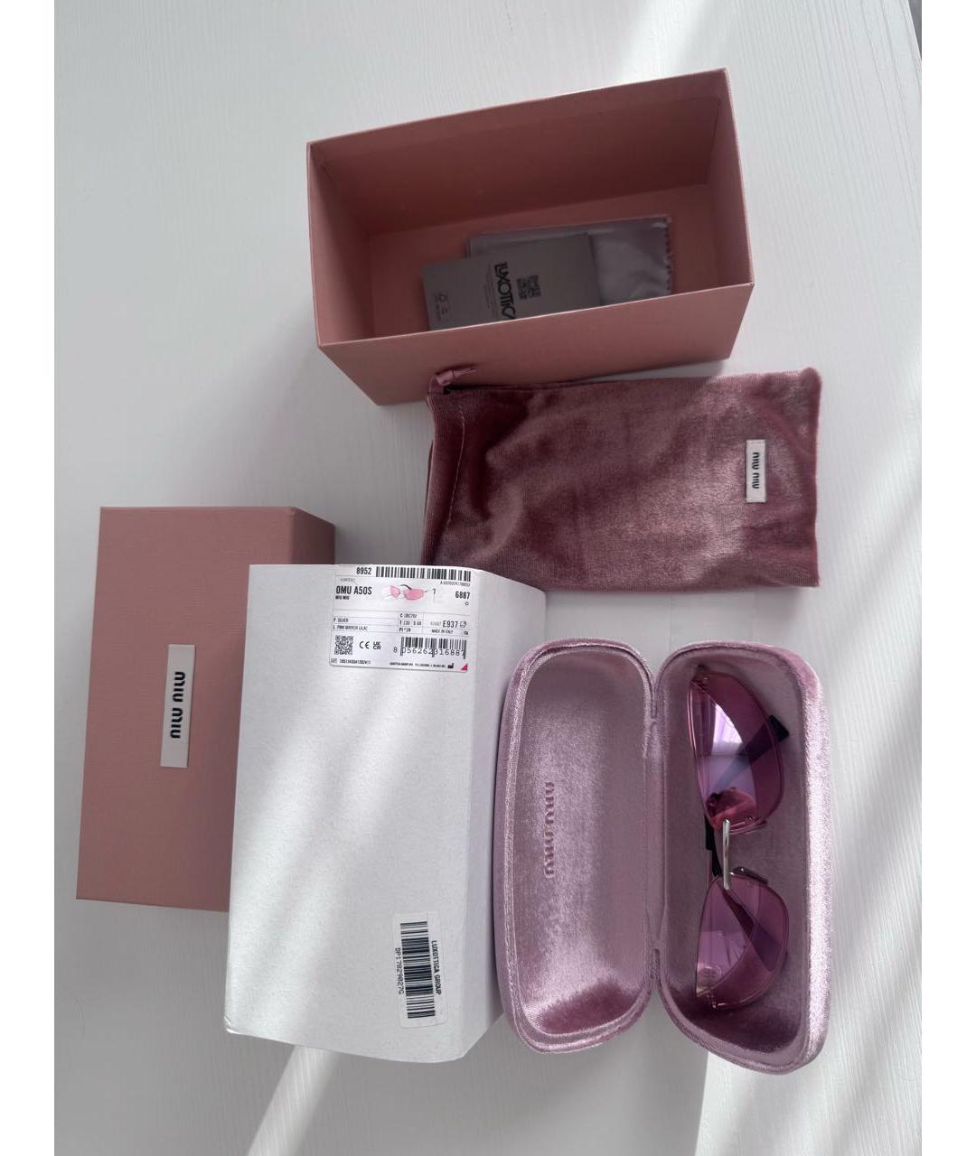 MIU MIU Розовые металлические солнцезащитные очки, фото 4