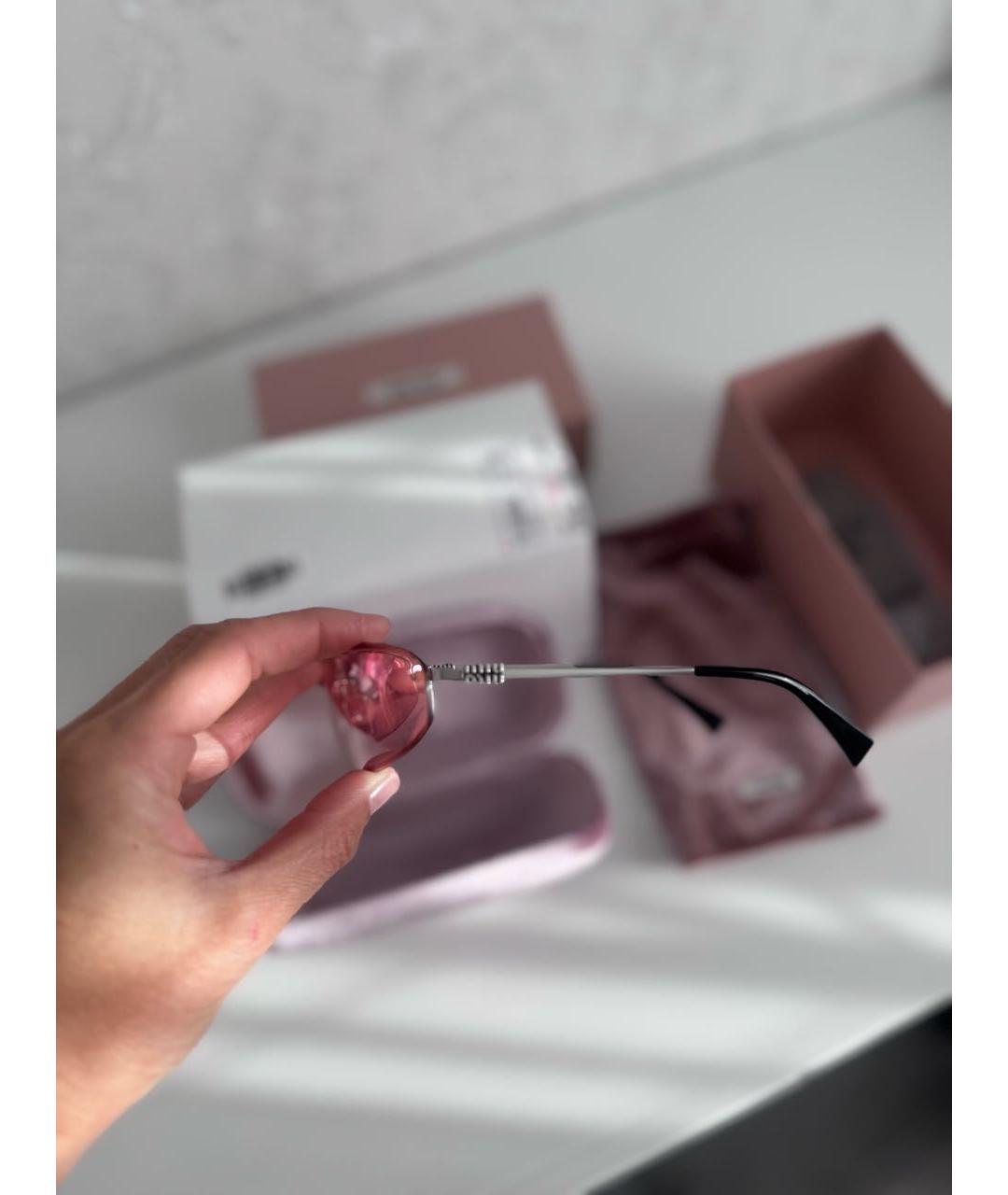 MIU MIU Розовые металлические солнцезащитные очки, фото 3