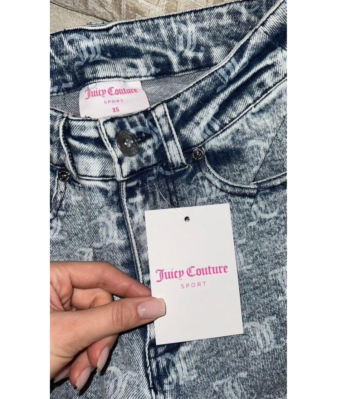 JUICY COUTURE Голубые хлопко-полиэстеровые джинсы слим, фото 4
