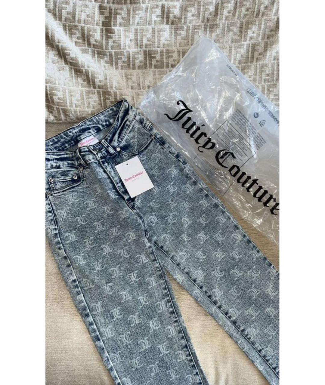 JUICY COUTURE Голубые хлопко-полиэстеровые джинсы слим, фото 3