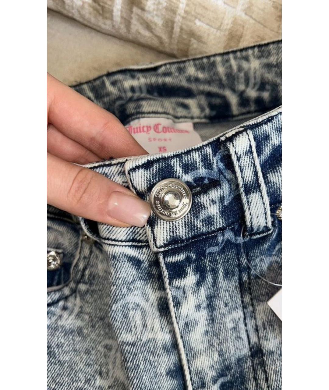 JUICY COUTURE Голубые хлопко-полиэстеровые джинсы слим, фото 5