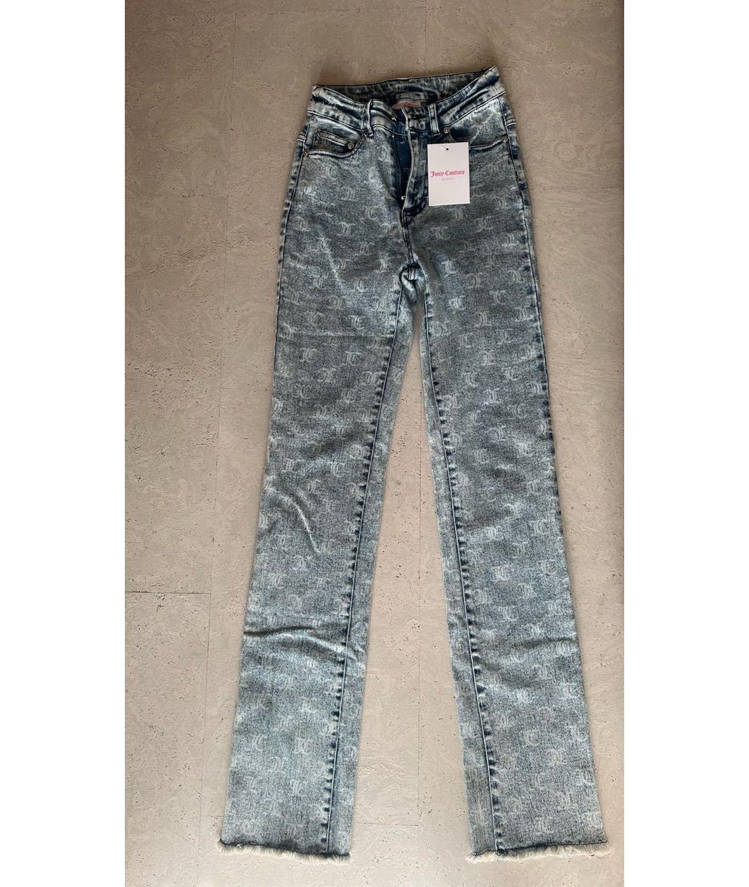 JUICY COUTURE Голубые хлопко-полиэстеровые джинсы слим, фото 8