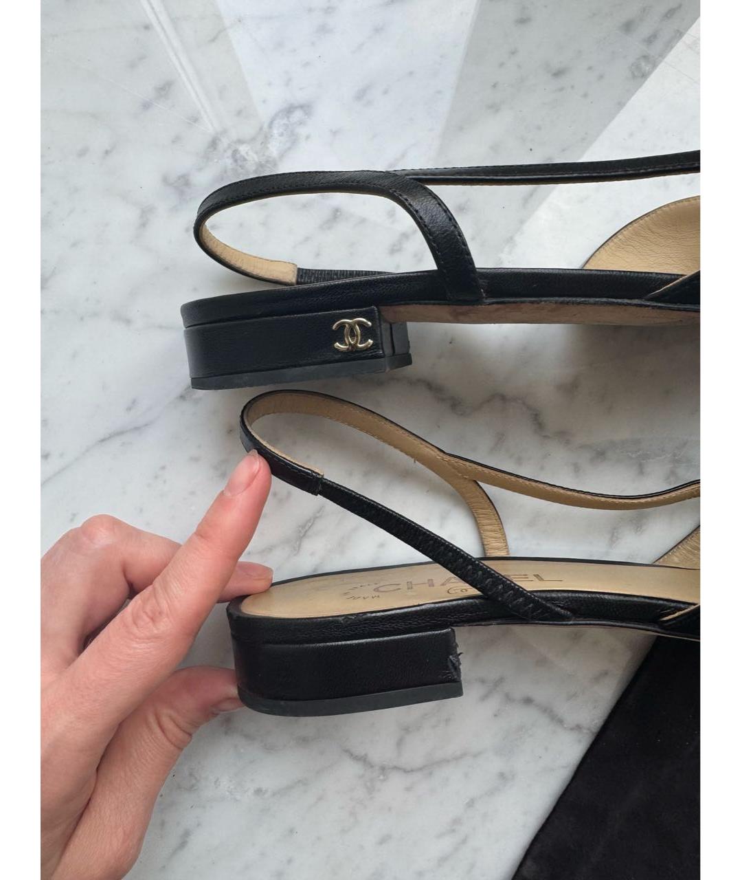 CHANEL Черные кожаные туфли, фото 6