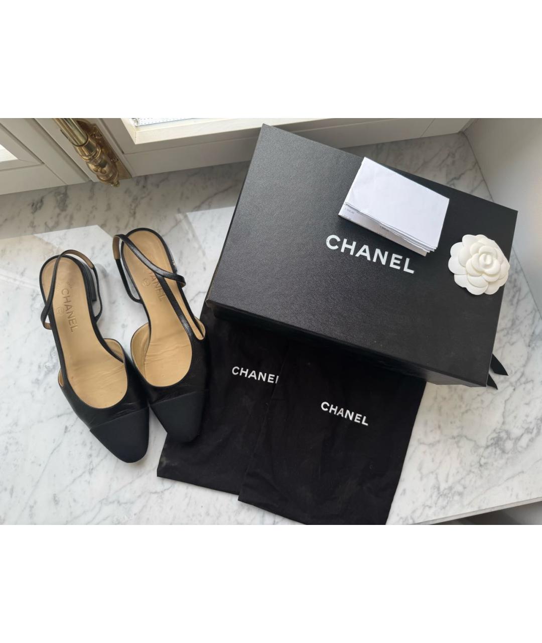 CHANEL Черные кожаные туфли, фото 5