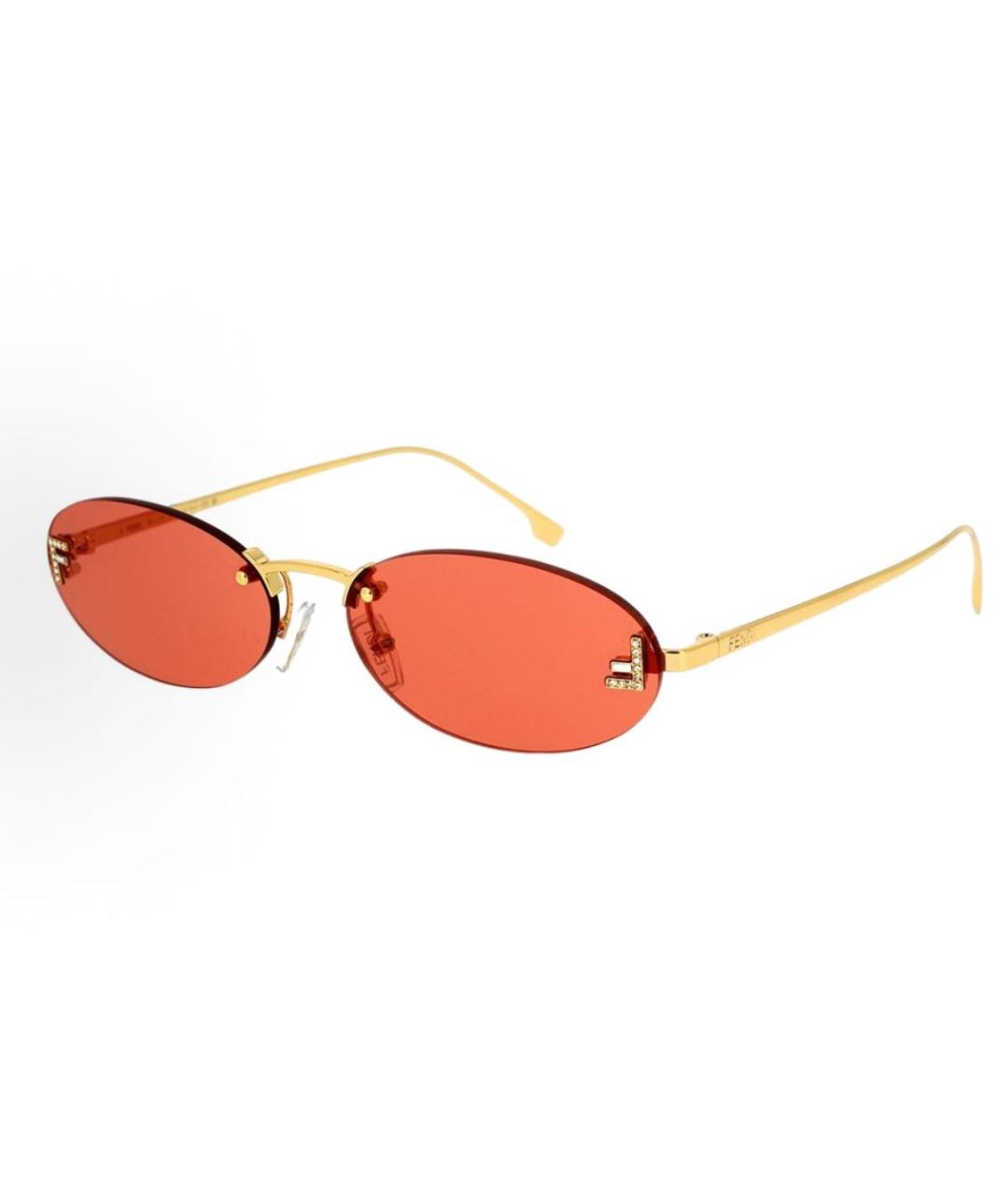 FENDI Золотые солнцезащитные очки, фото 2
