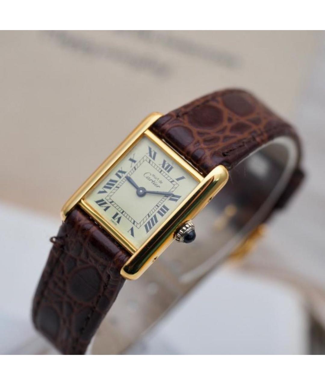 CARTIER Золотые серебряные часы, фото 6