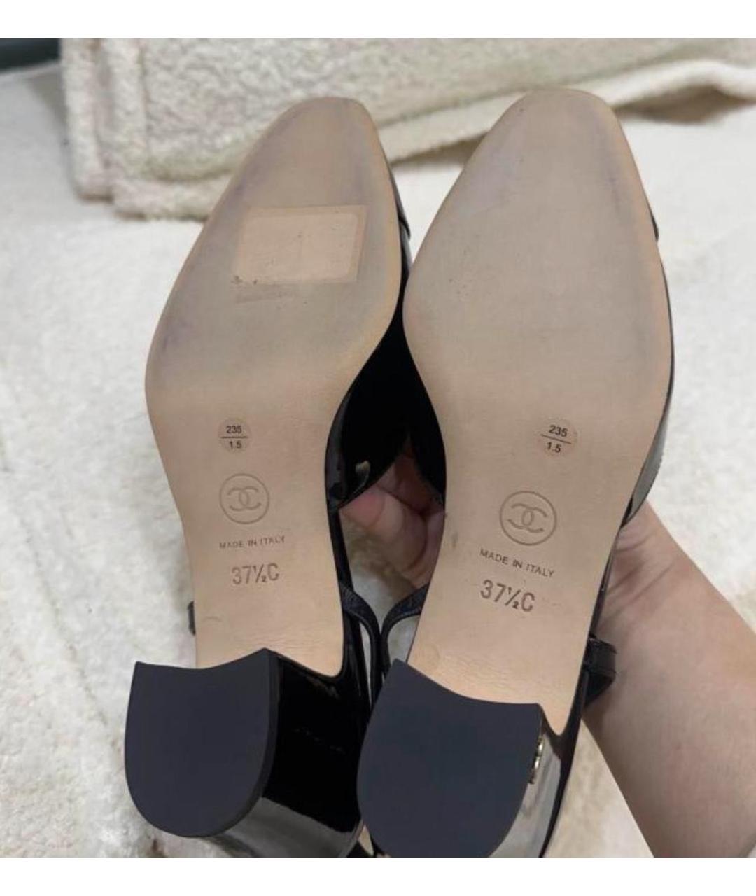 CHANEL Черные туфли из лакированной кожи, фото 4