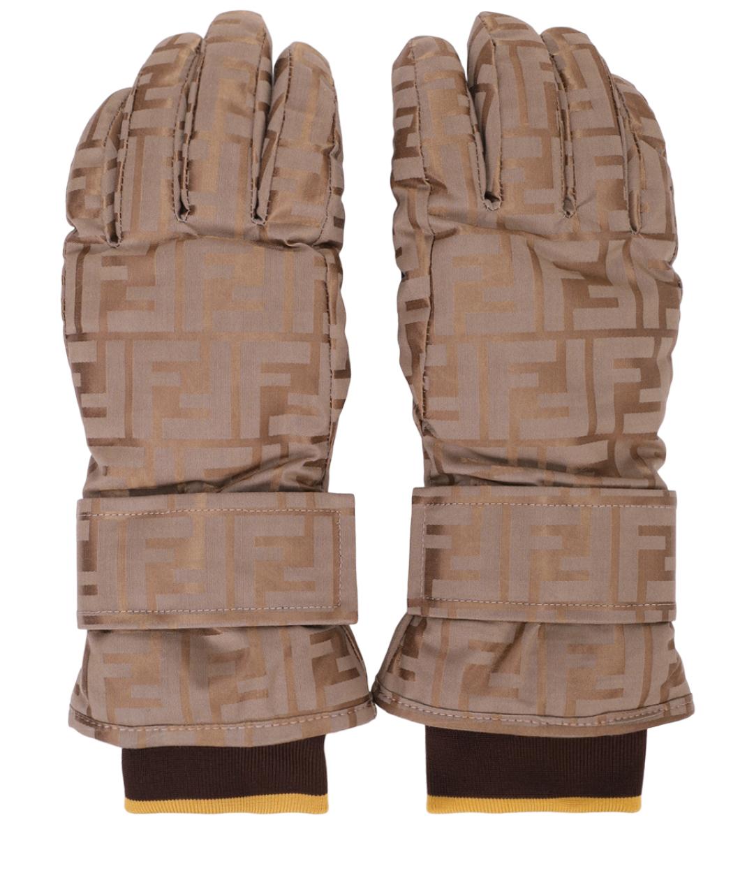 FENDI Коричневые перчатки, фото 1