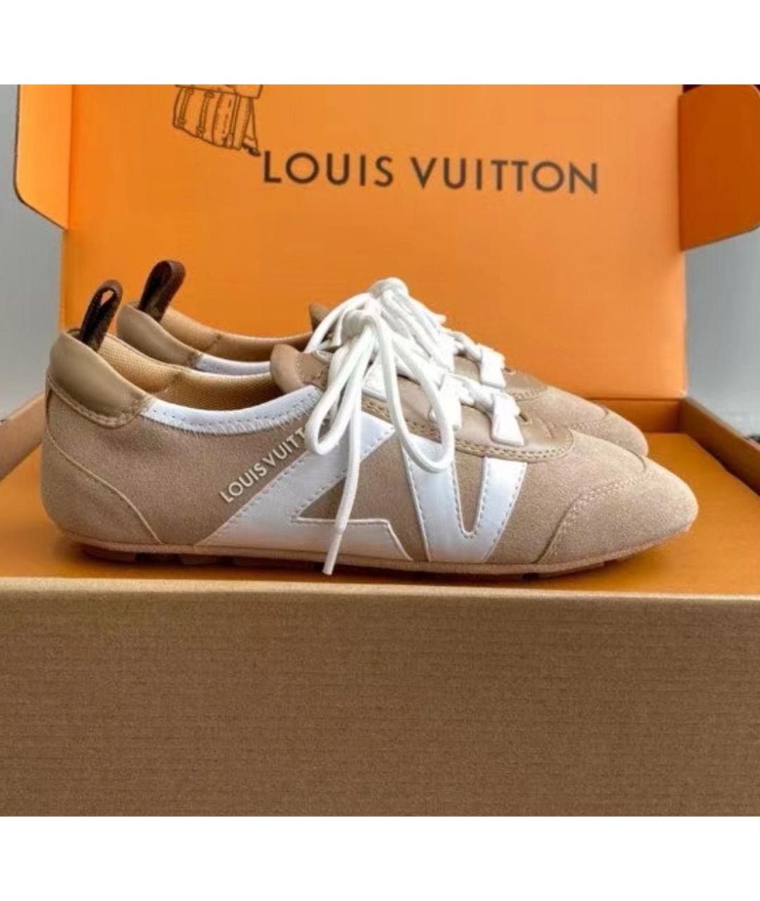 LOUIS VUITTON Бежевые замшевые кеды, фото 3