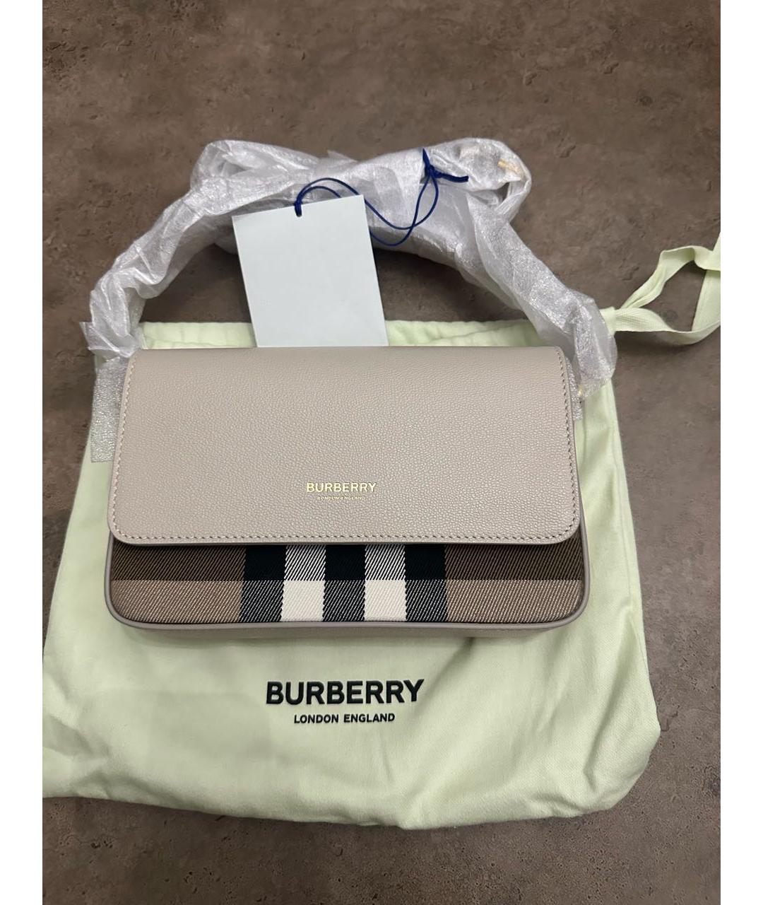 BURBERRY Бежевая кожаная сумка через плечо, фото 9