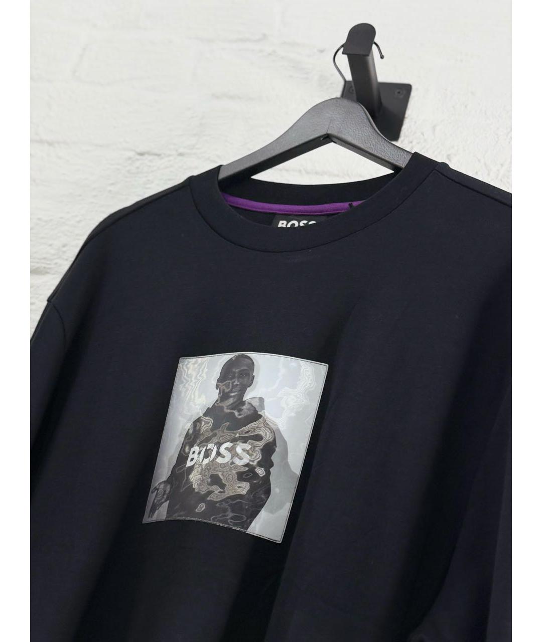 HUGO BOSS Черная хлопковая футболка, фото 4