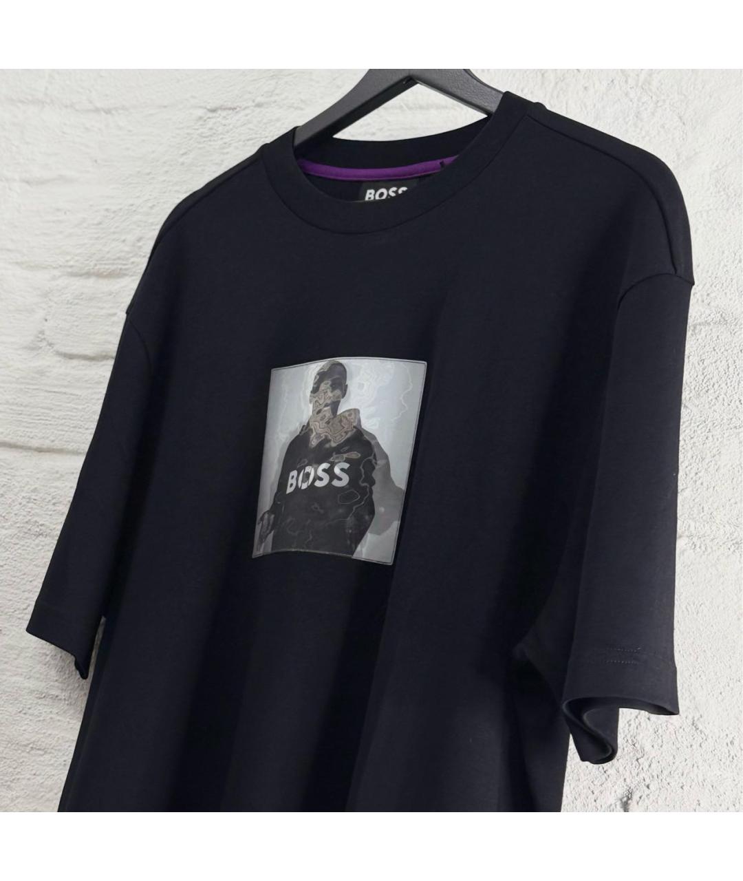 HUGO BOSS Черная хлопковая футболка, фото 2