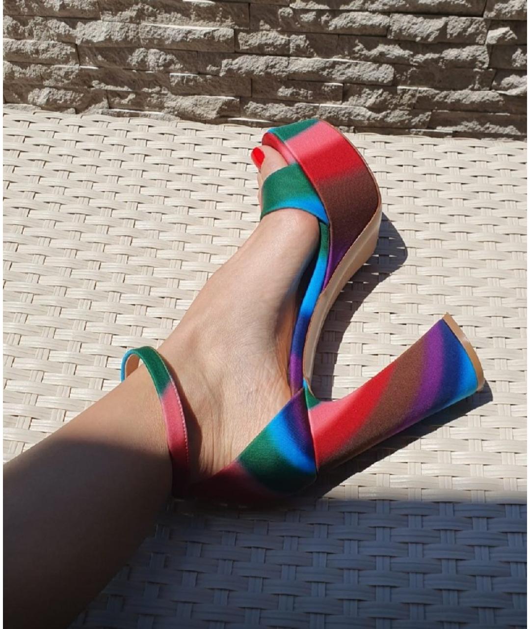GIANVITO ROSSI Мульти текстильные босоножки, фото 6