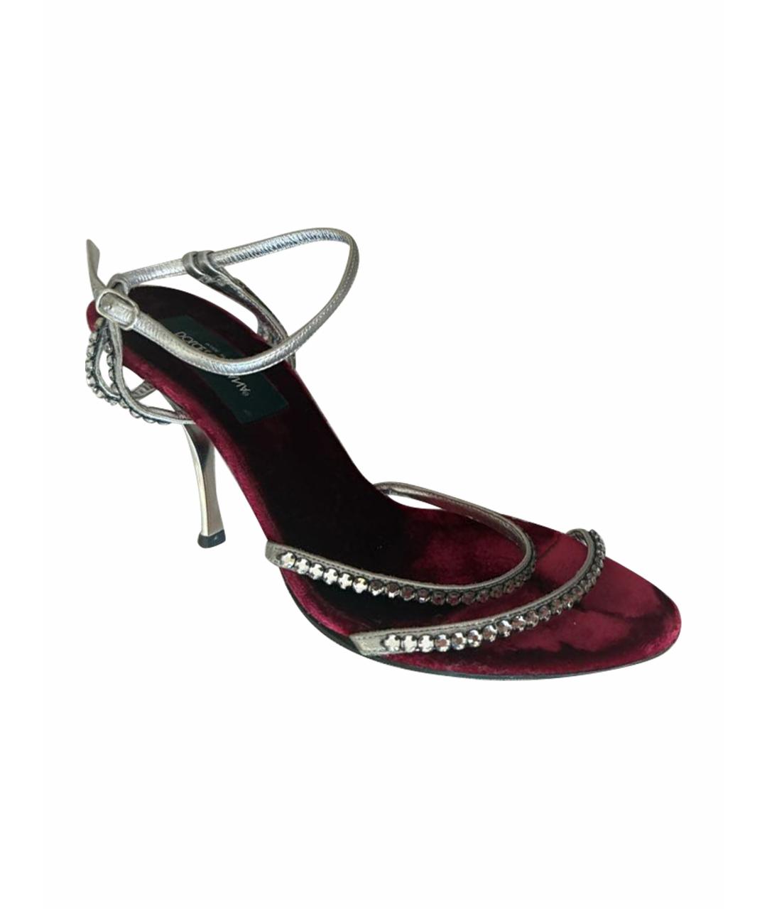 DOLCE&GABBANA Серебряные кожаные босоножки, фото 1