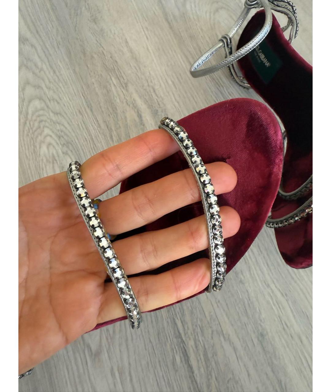 DOLCE&GABBANA Серебряные кожаные босоножки, фото 5
