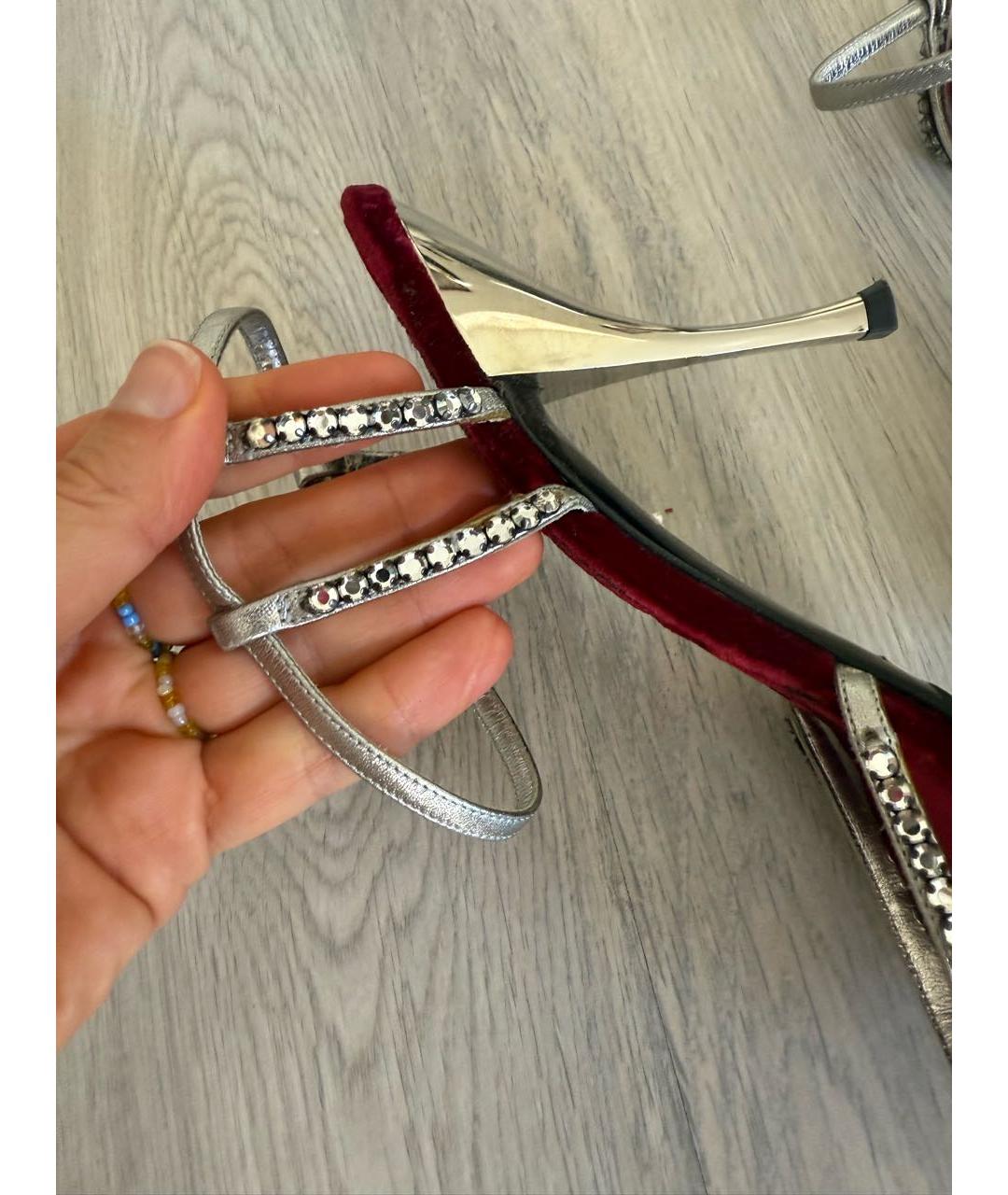 DOLCE&GABBANA Серебряные кожаные босоножки, фото 7