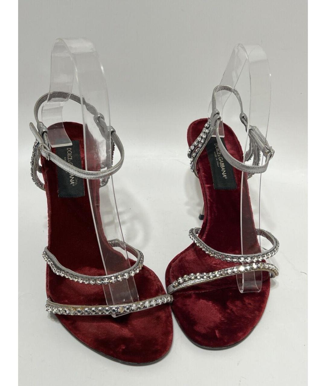 DOLCE&GABBANA Серебряные кожаные босоножки, фото 2