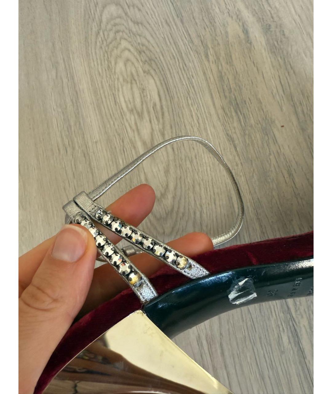 DOLCE&GABBANA Серебряные кожаные босоножки, фото 3