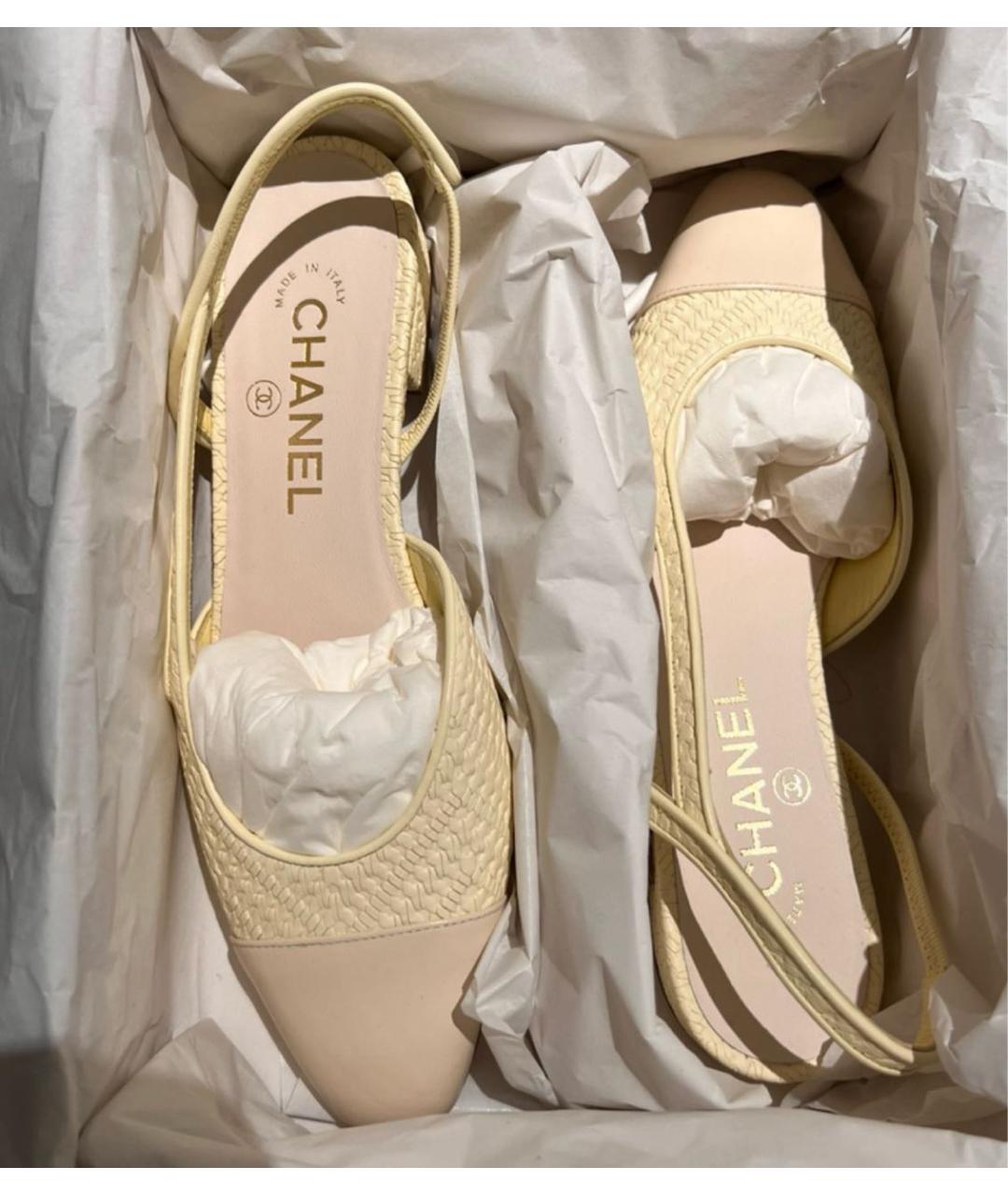 CHANEL Бежевые кожаные туфли, фото 2