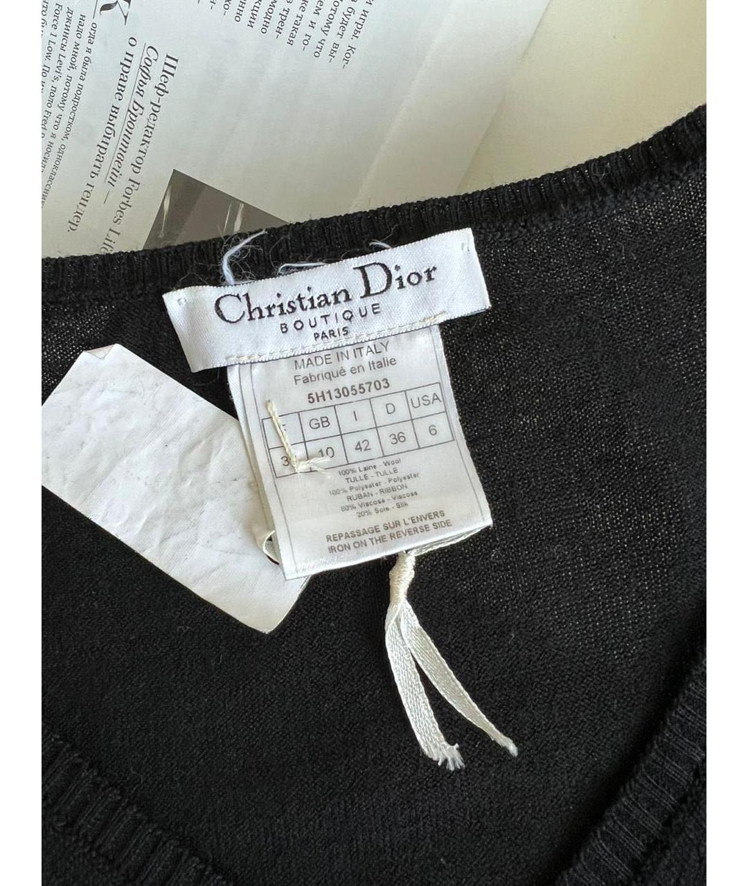 CHRISTIAN DIOR Черный шерстяной джемпер / свитер, фото 3