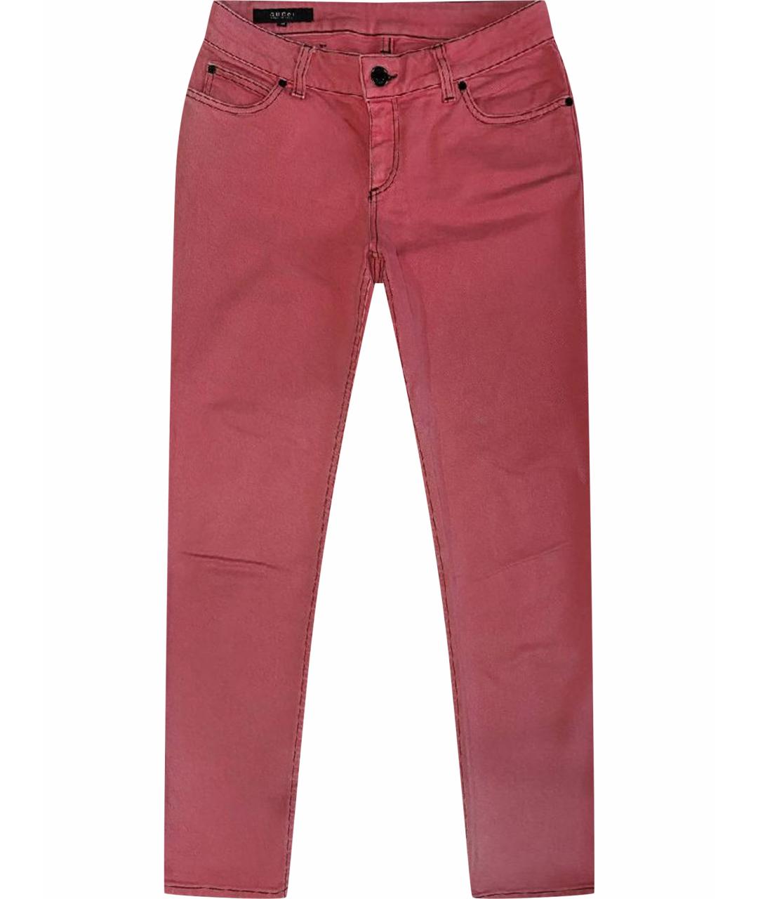 GUCCI Коралловые хлопковые прямые джинсы, фото 1