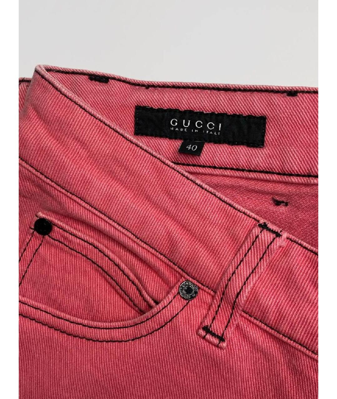 GUCCI Коралловые хлопковые прямые джинсы, фото 2