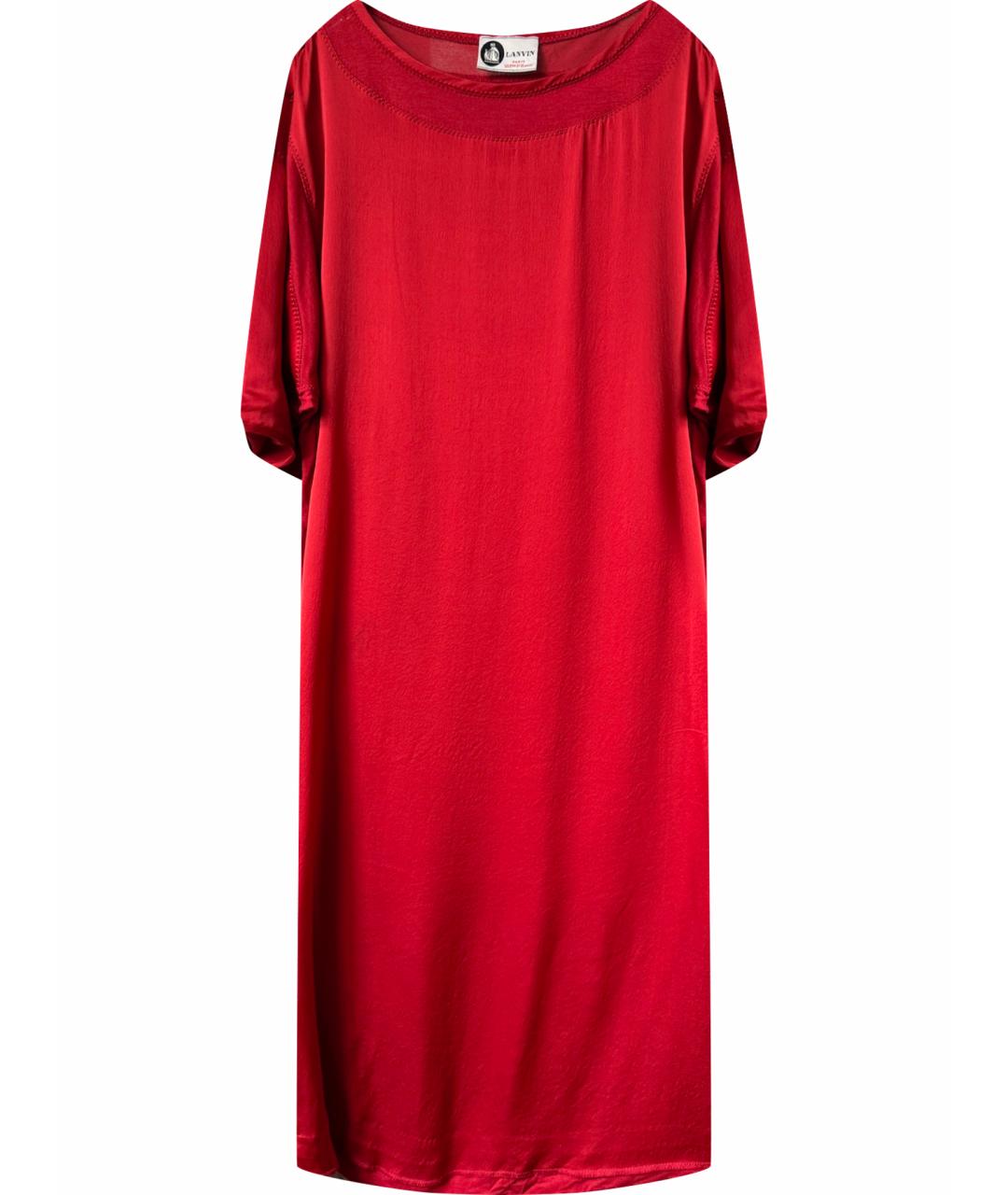 LANVIN Красное шелковое повседневное платье, фото 1