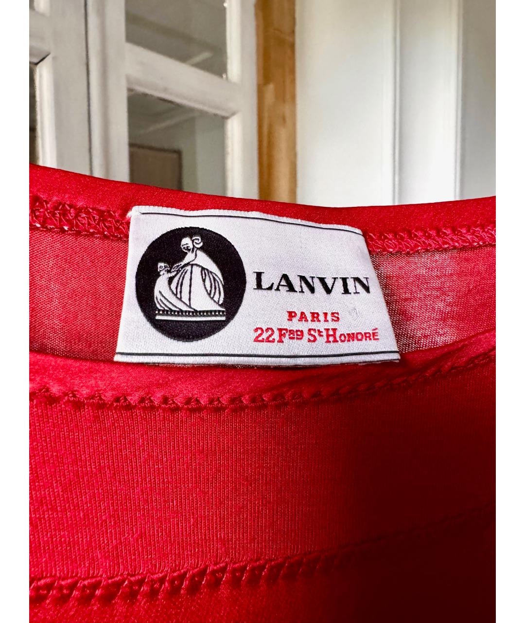LANVIN Красное шелковое повседневное платье, фото 7