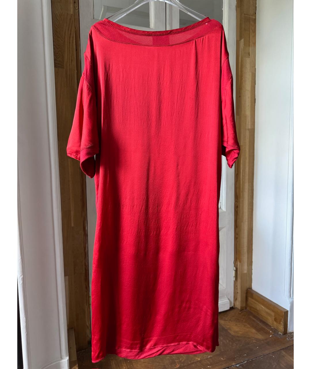 LANVIN Красное шелковое повседневное платье, фото 2