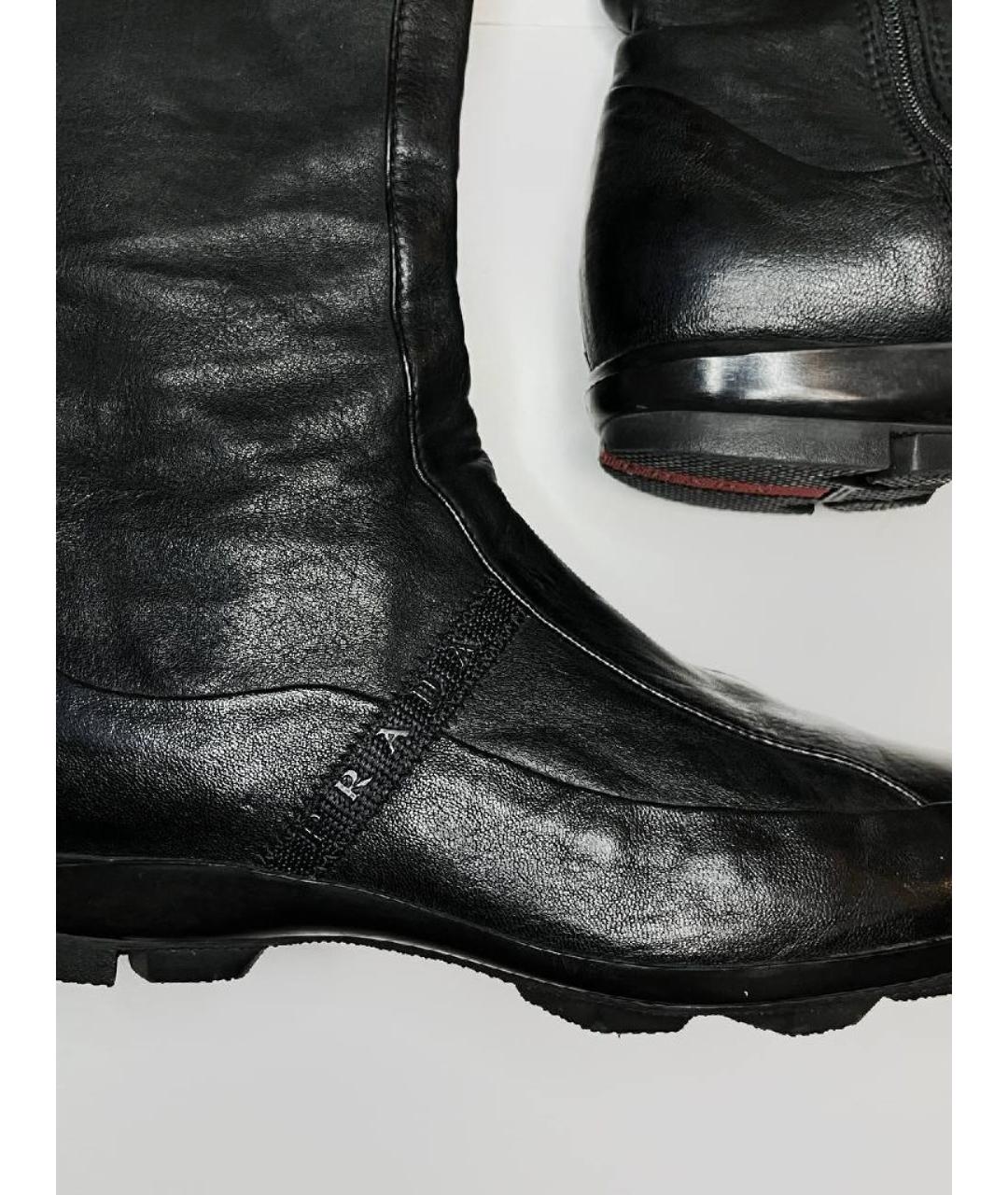 PRADA Черные кожаные сапоги, фото 3