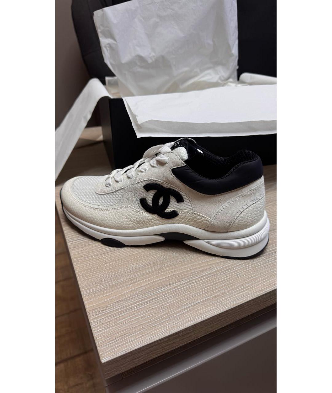 CHANEL Белые кожаные кроссовки, фото 7