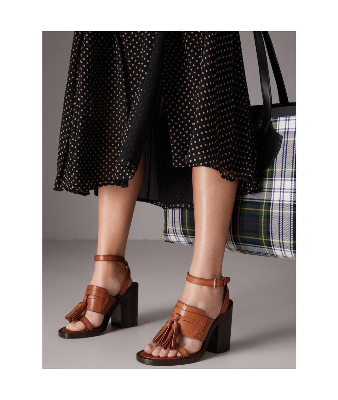 BURBERRY Черные кожаные босоножки, фото 8