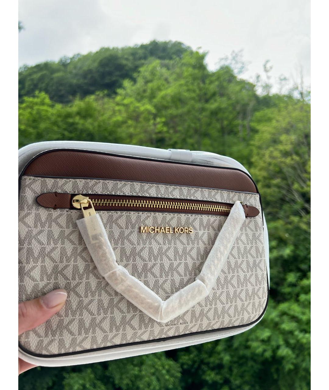 MICHAEL KORS Бежевая сумка через плечо из искусственной кожи, фото 3