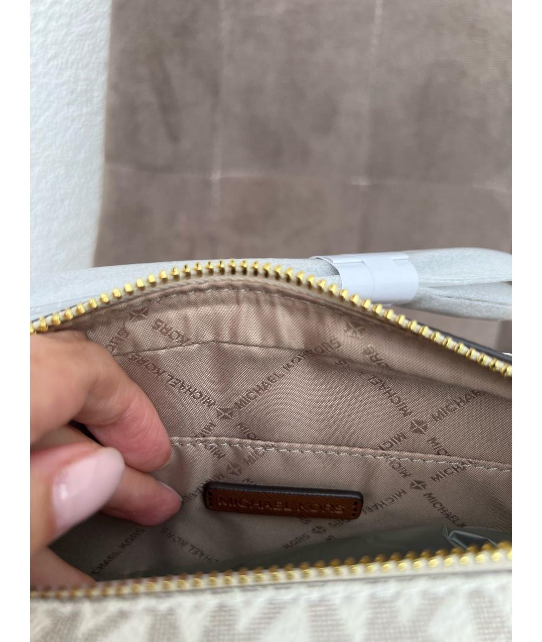 MICHAEL KORS Бежевая сумка через плечо из искусственной кожи, фото 5