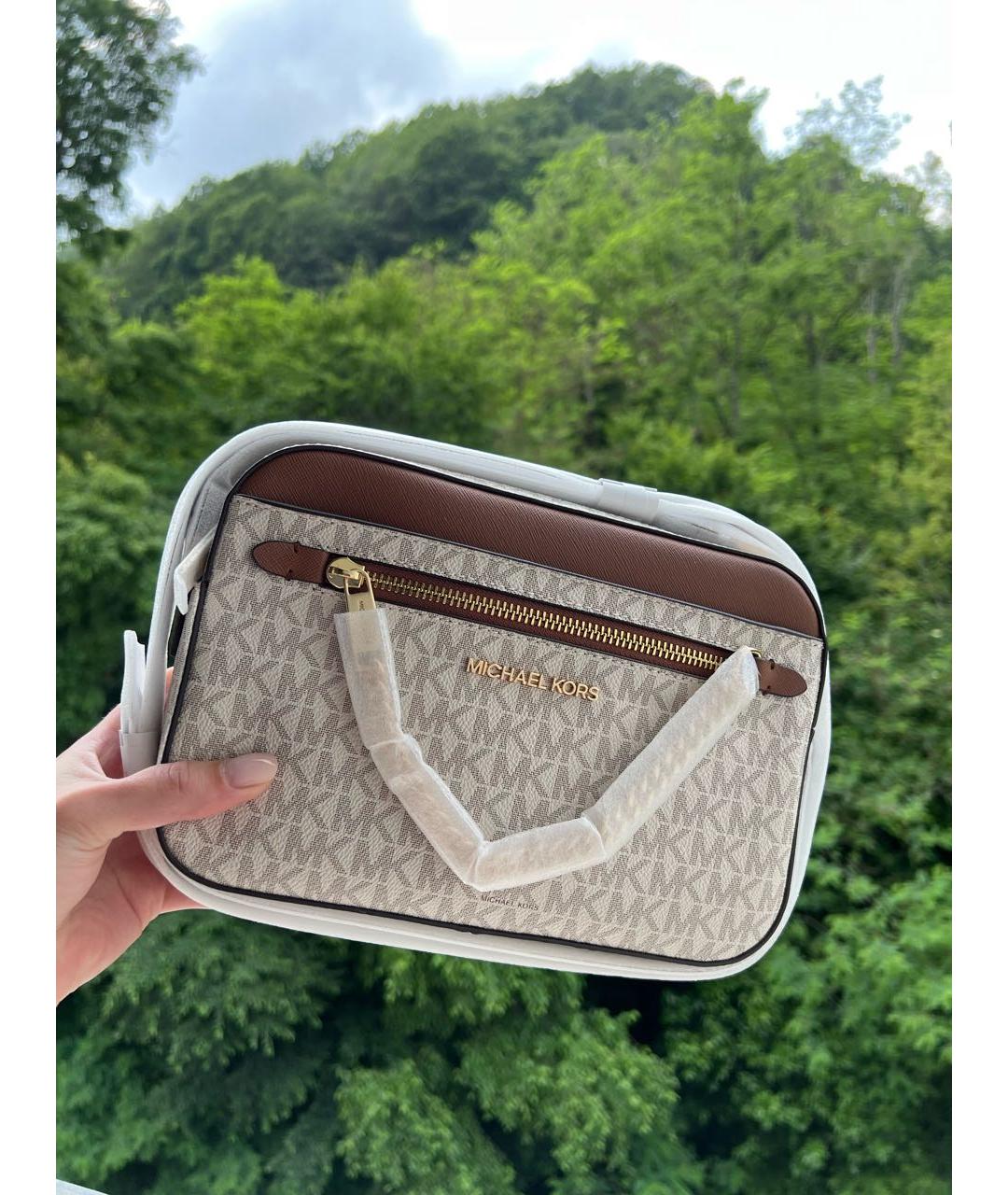 MICHAEL KORS Бежевая сумка через плечо из искусственной кожи, фото 6