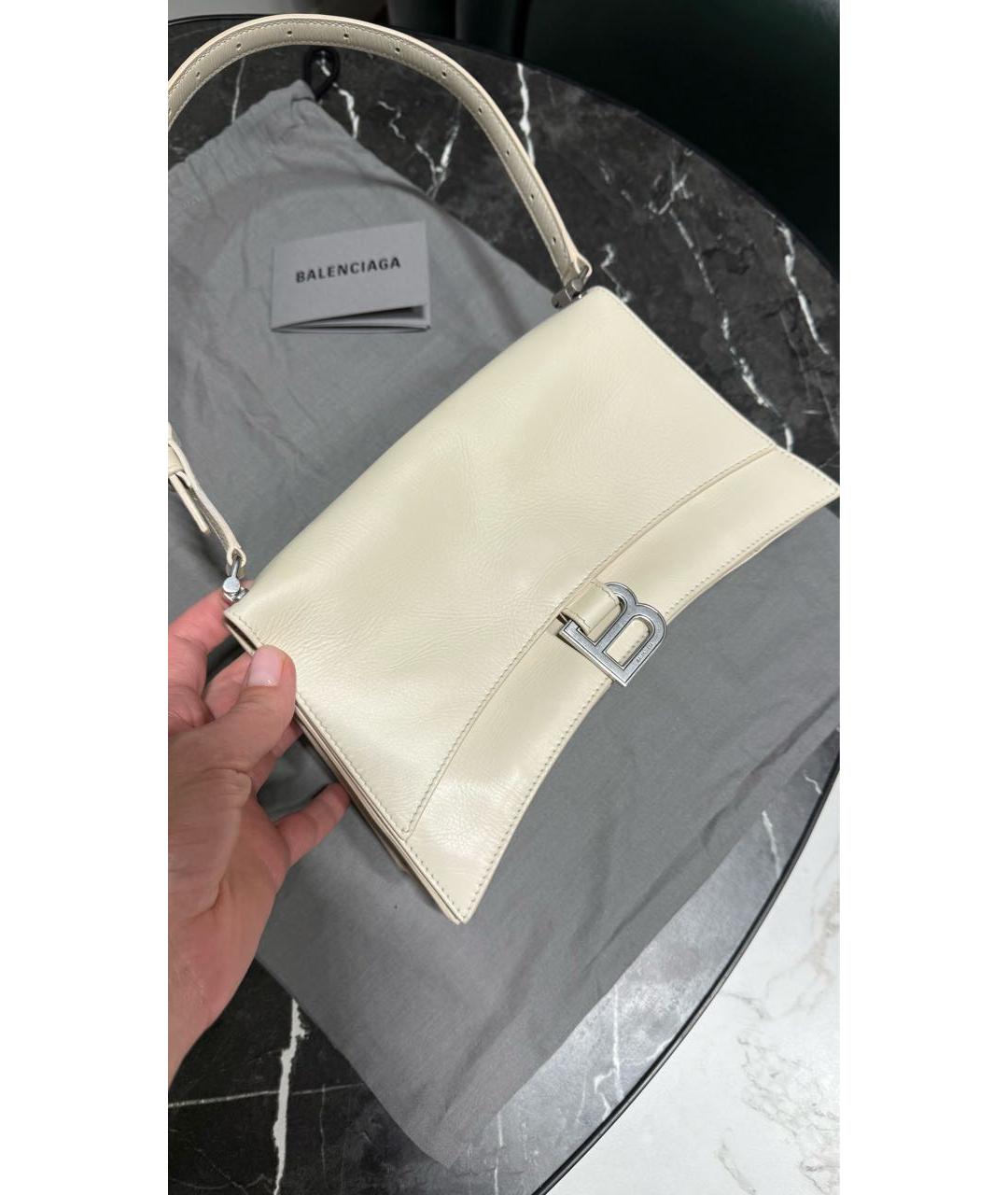 BALENCIAGA Белая кожаная сумка с короткими ручками, фото 4