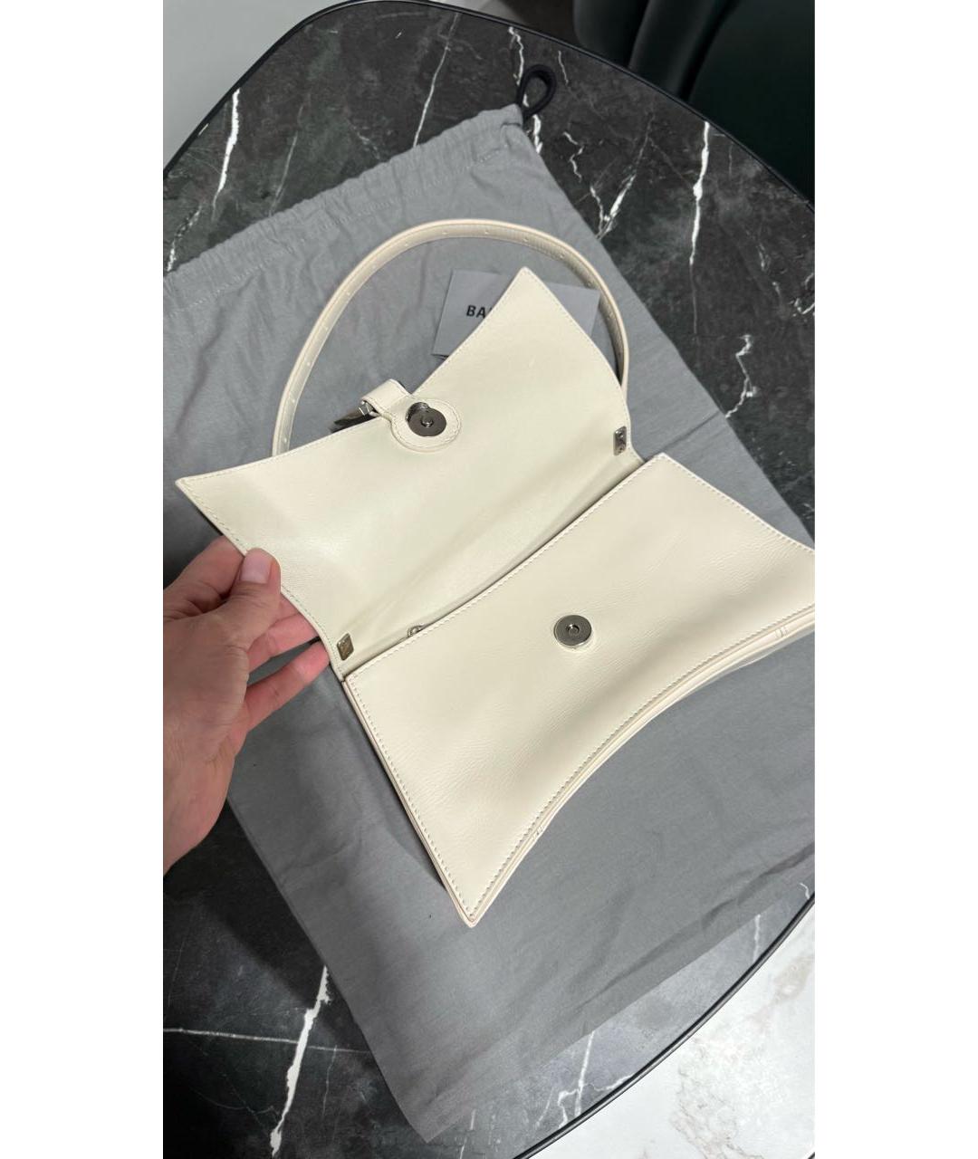 BALENCIAGA Белая кожаная сумка с короткими ручками, фото 5