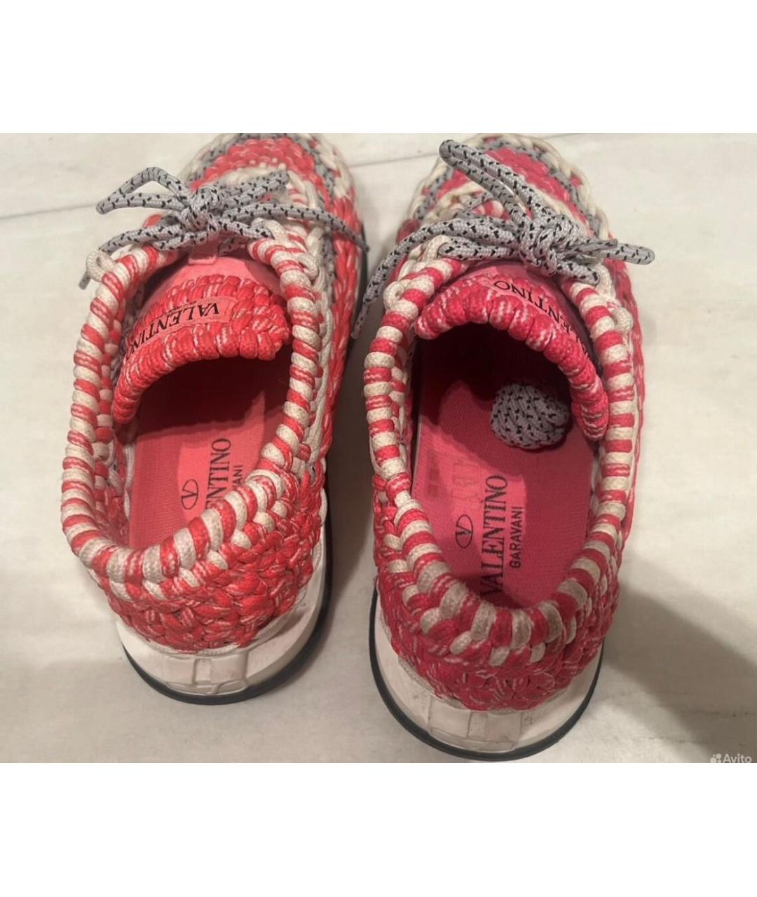 VALENTINO Розовые текстильные кроссовки, фото 4