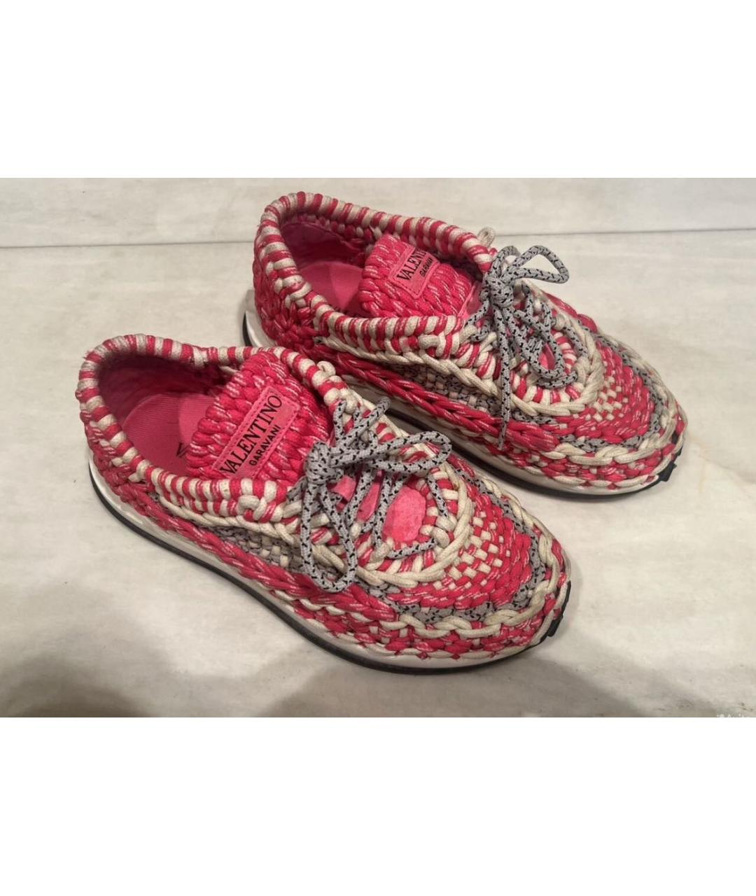 VALENTINO Розовые текстильные кроссовки, фото 2