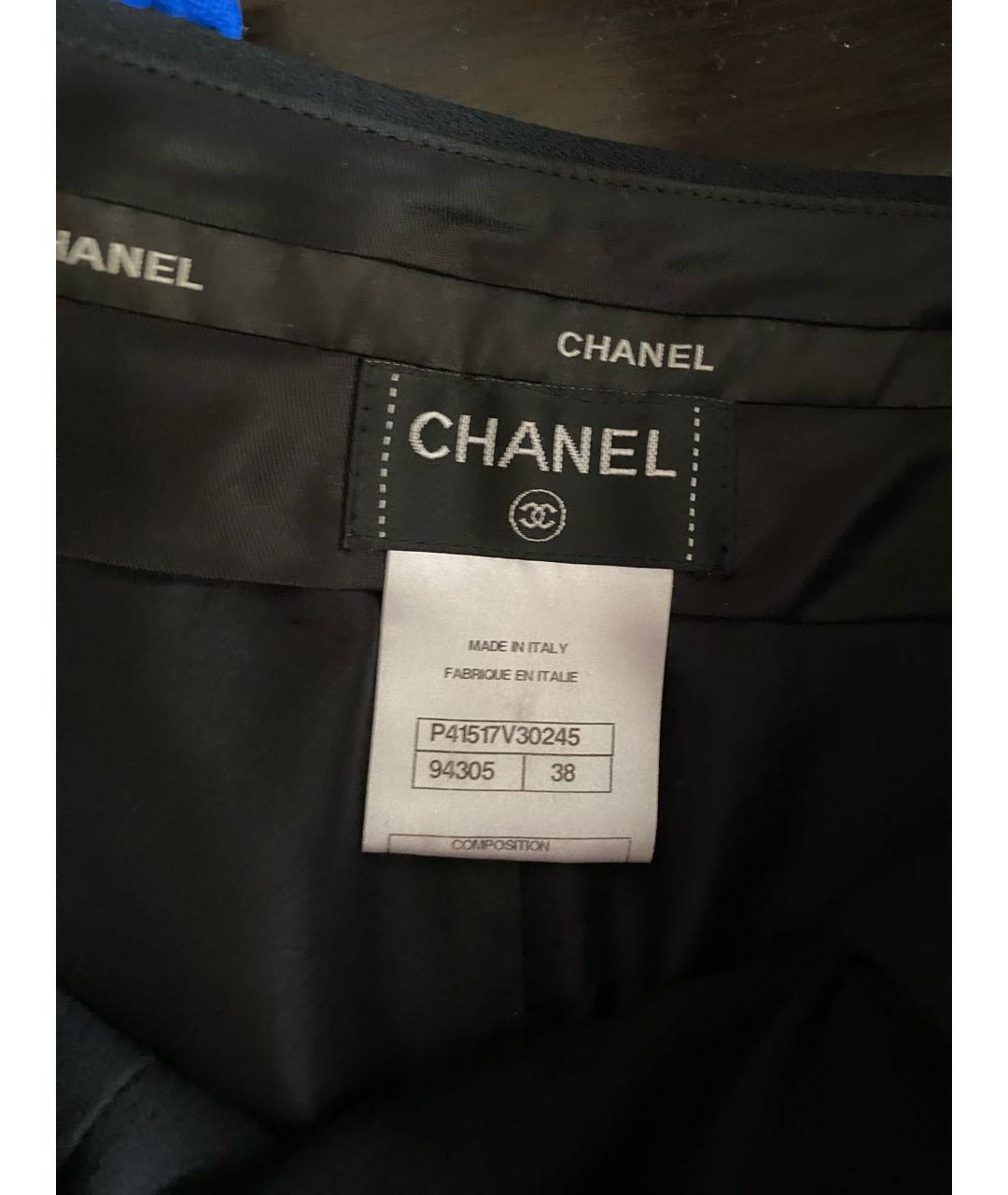 CHANEL Темно-синие вискозные прямые брюки, фото 5