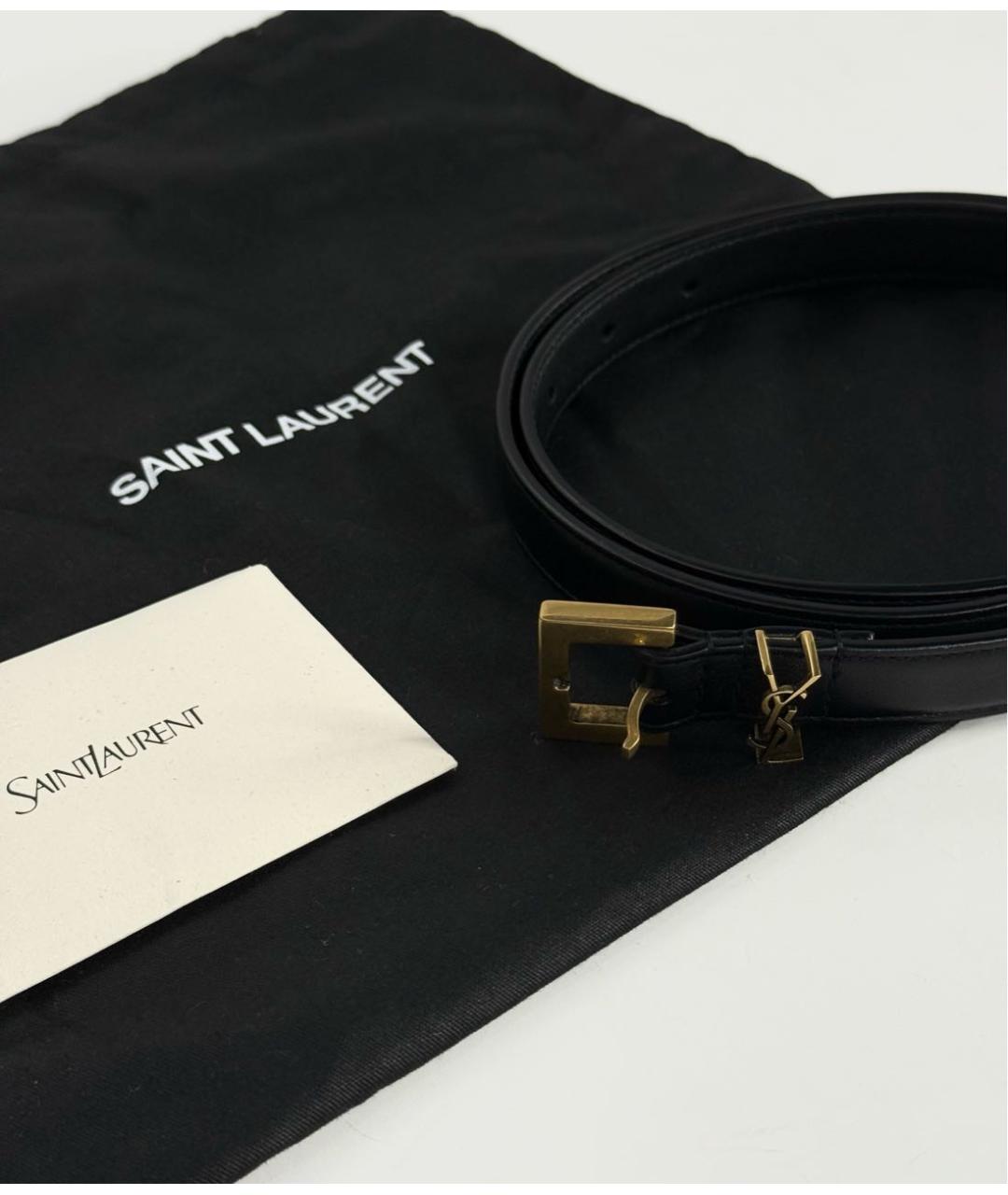 SAINT LAURENT Черный кожаный ремень, фото 5