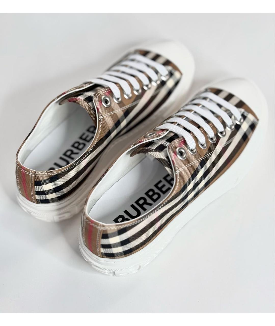 BURBERRY Бежевые текстильные кеды, фото 5