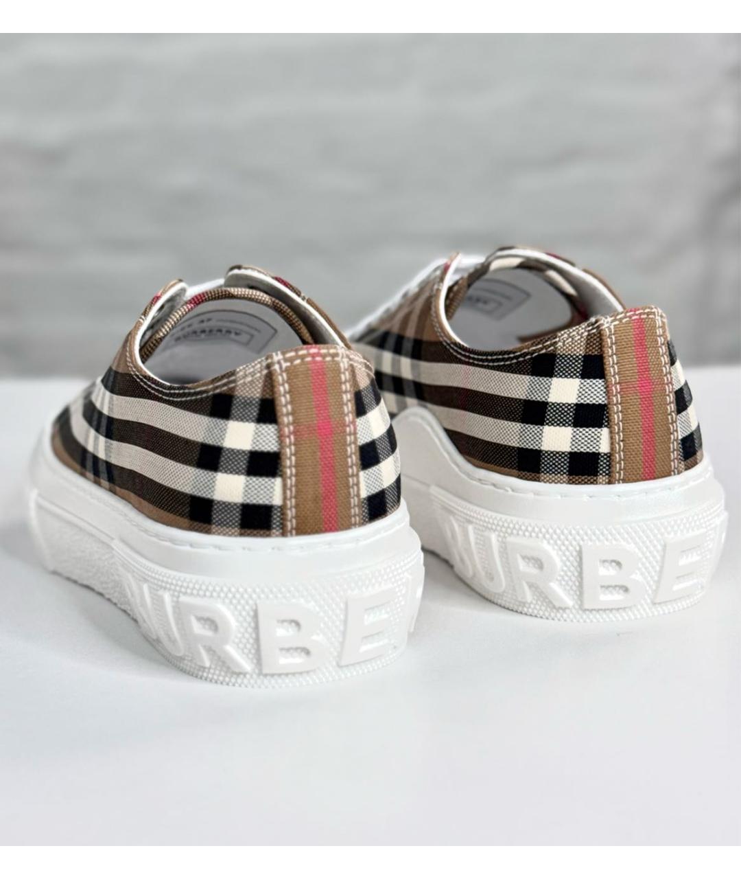 BURBERRY Бежевые текстильные кеды, фото 4